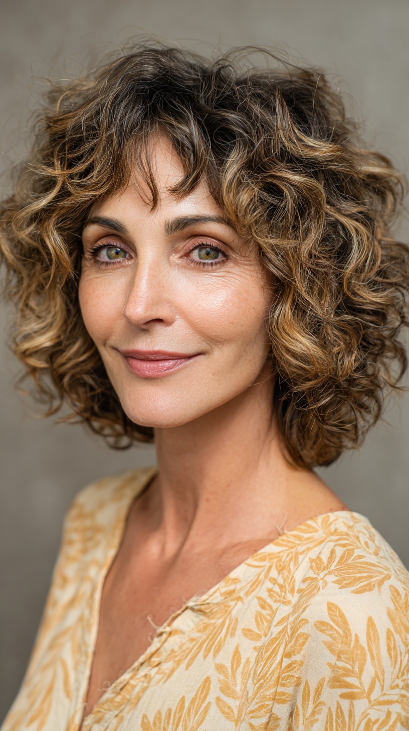 Captivating Golden Curls with Tousled Layers