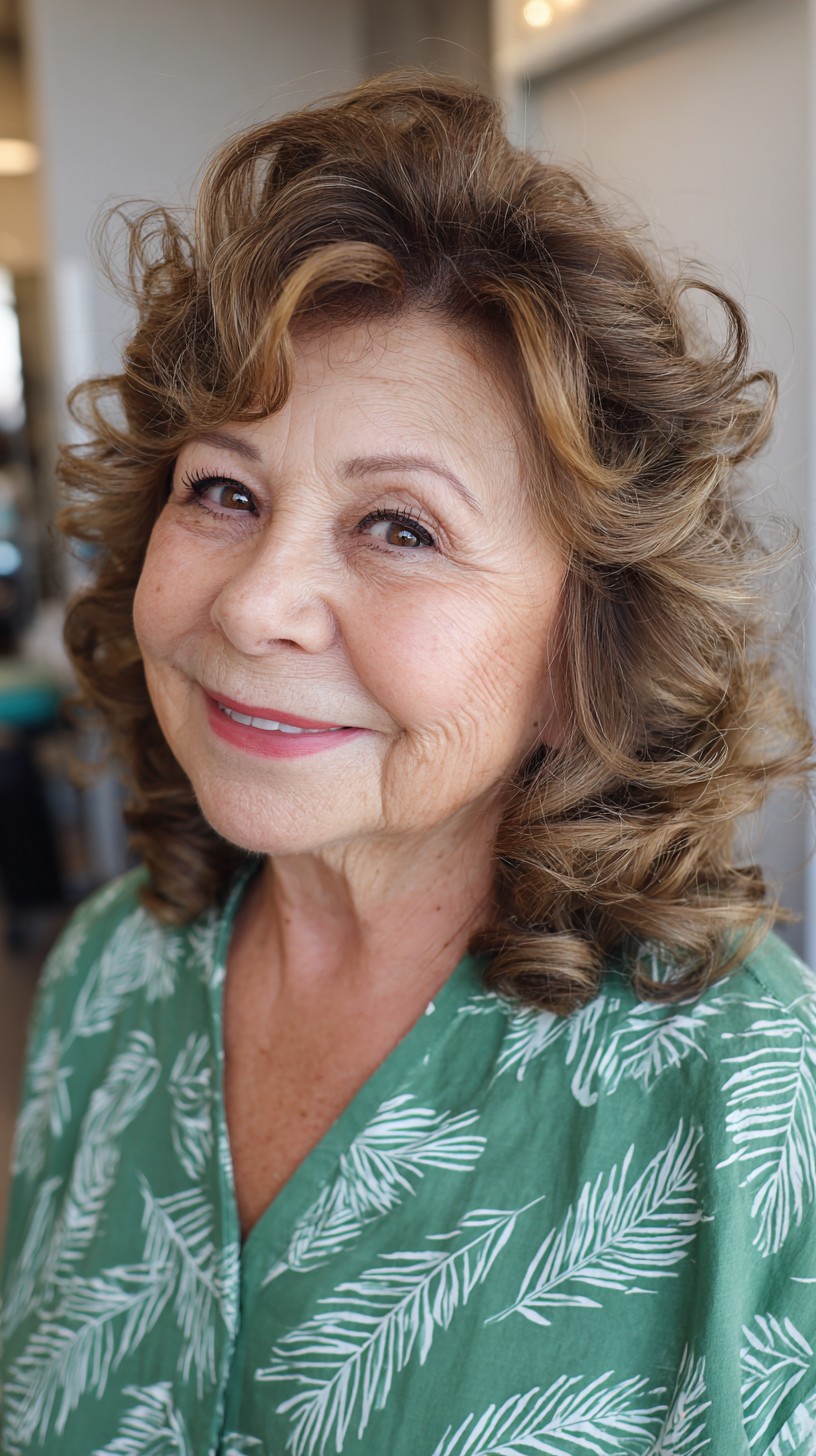 Charming Caramel Swirls with Voluminous Curls