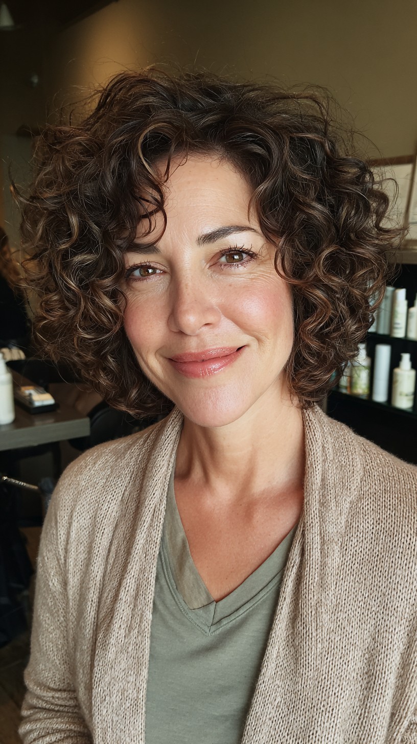 Charming Chocolate Swirl Curly Bob