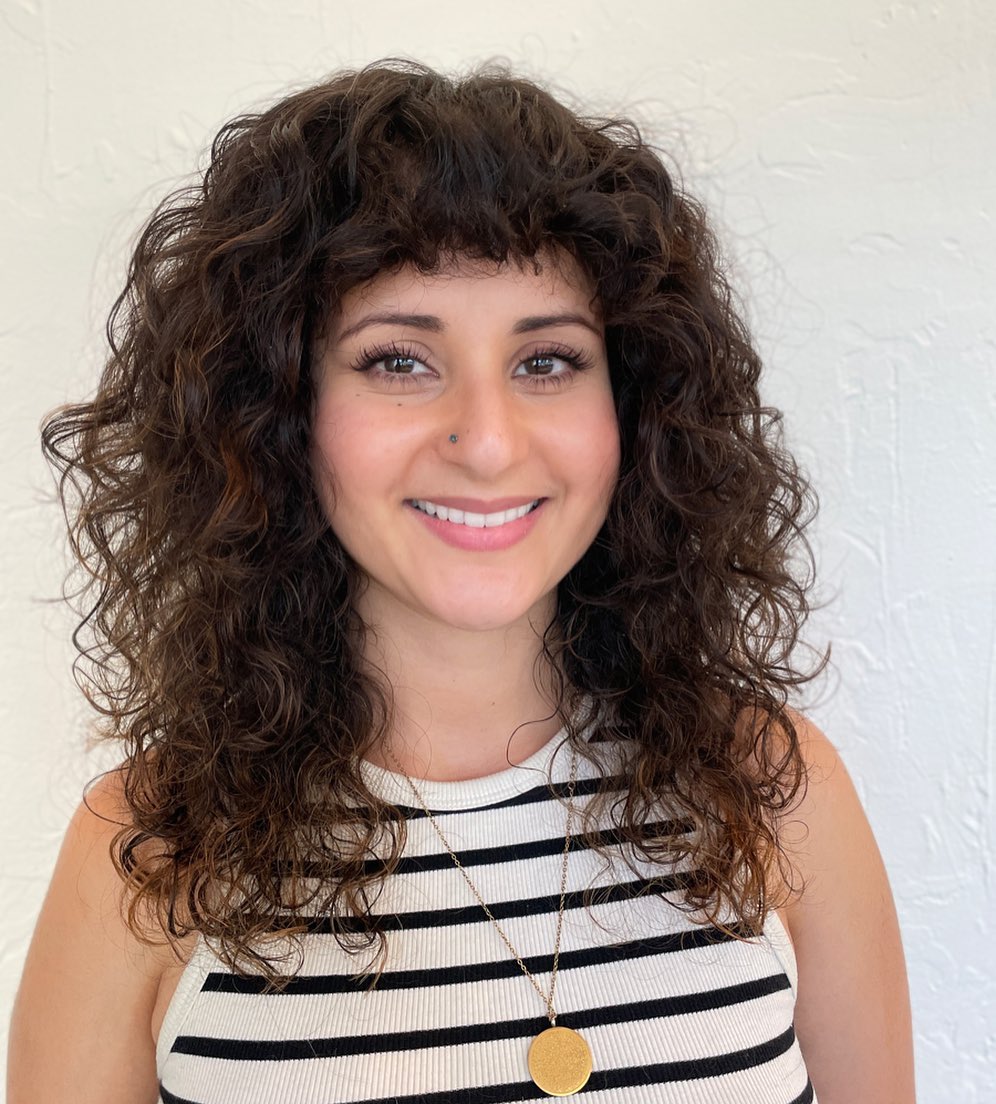 Charming Curly Shag with Soft Bangs