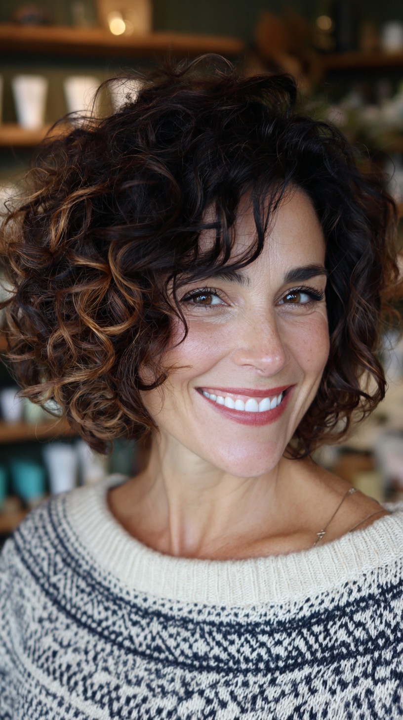 Chic Brunette Bob with Caramel Highlights