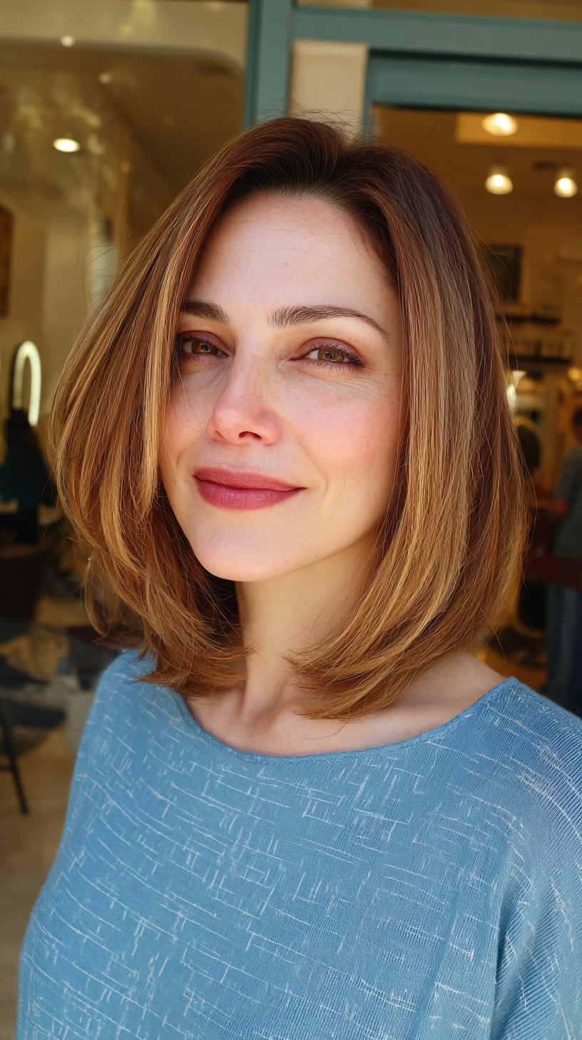 Chic Copper Bob with Mid-Length Elegance