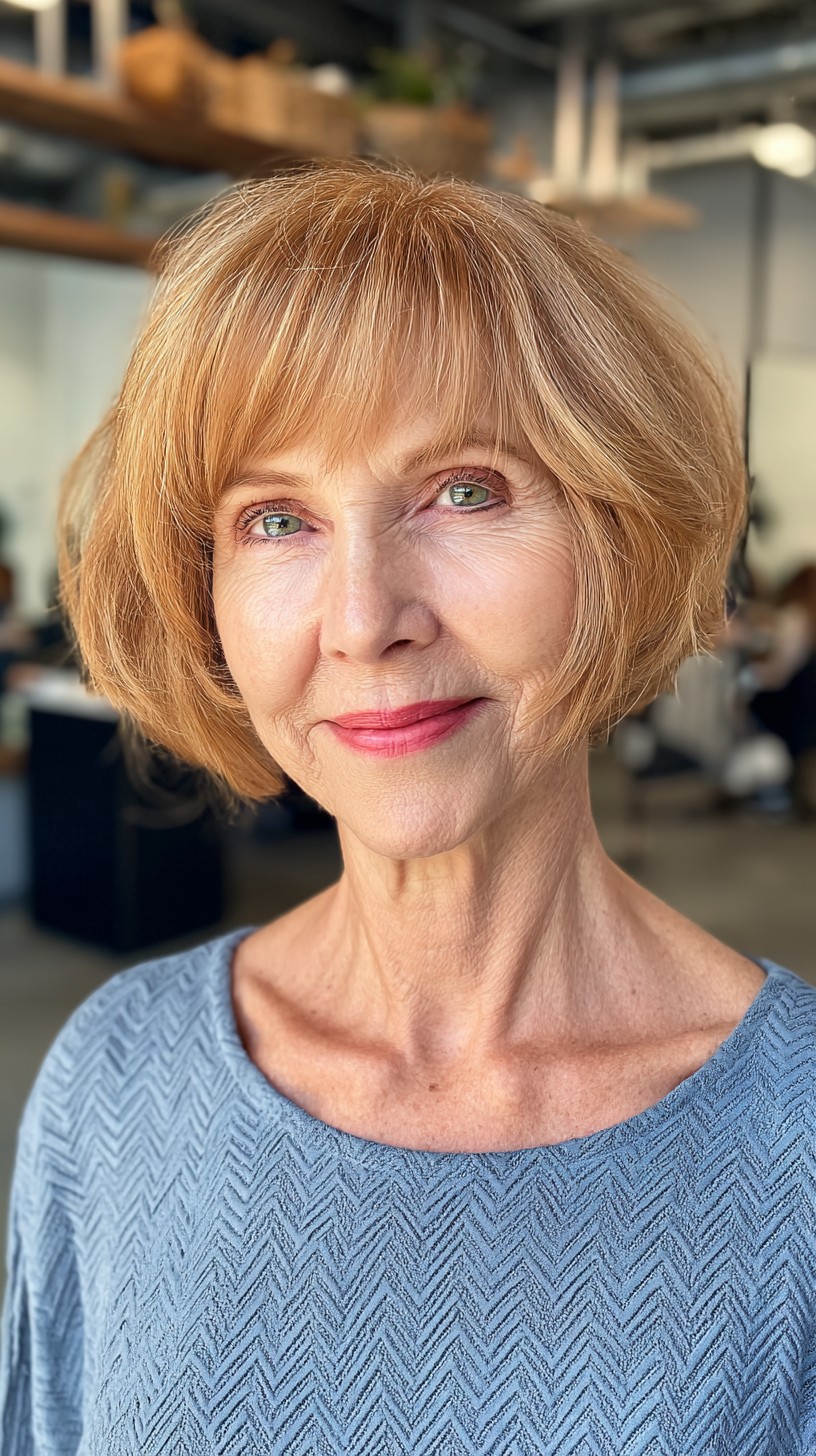 Chic Copper Bob with Soft Fringe