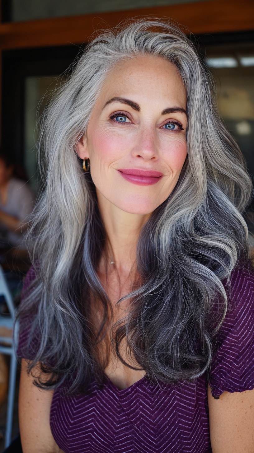 Chic Silver Waves with Soft Layering