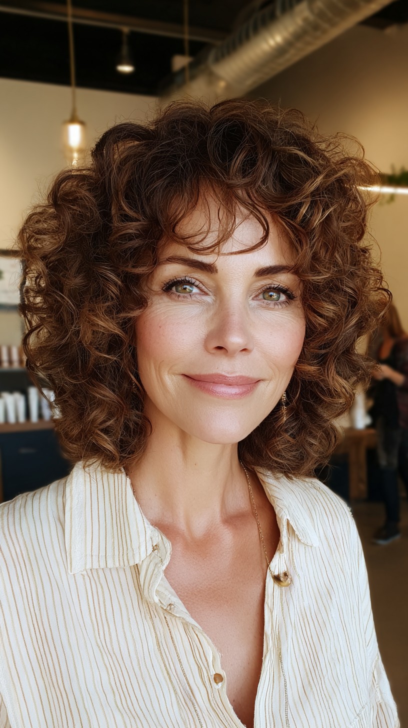 Chic Soft Curled Bob with Natural Highlights