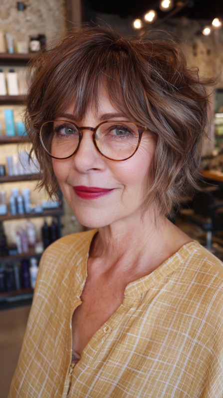 Chic Tousled Layered Cut with Soft Fringes