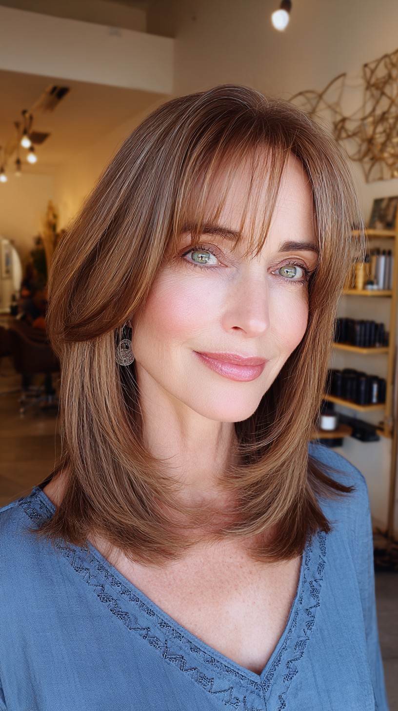 Classic Chestnut Layers with Soft Fringe