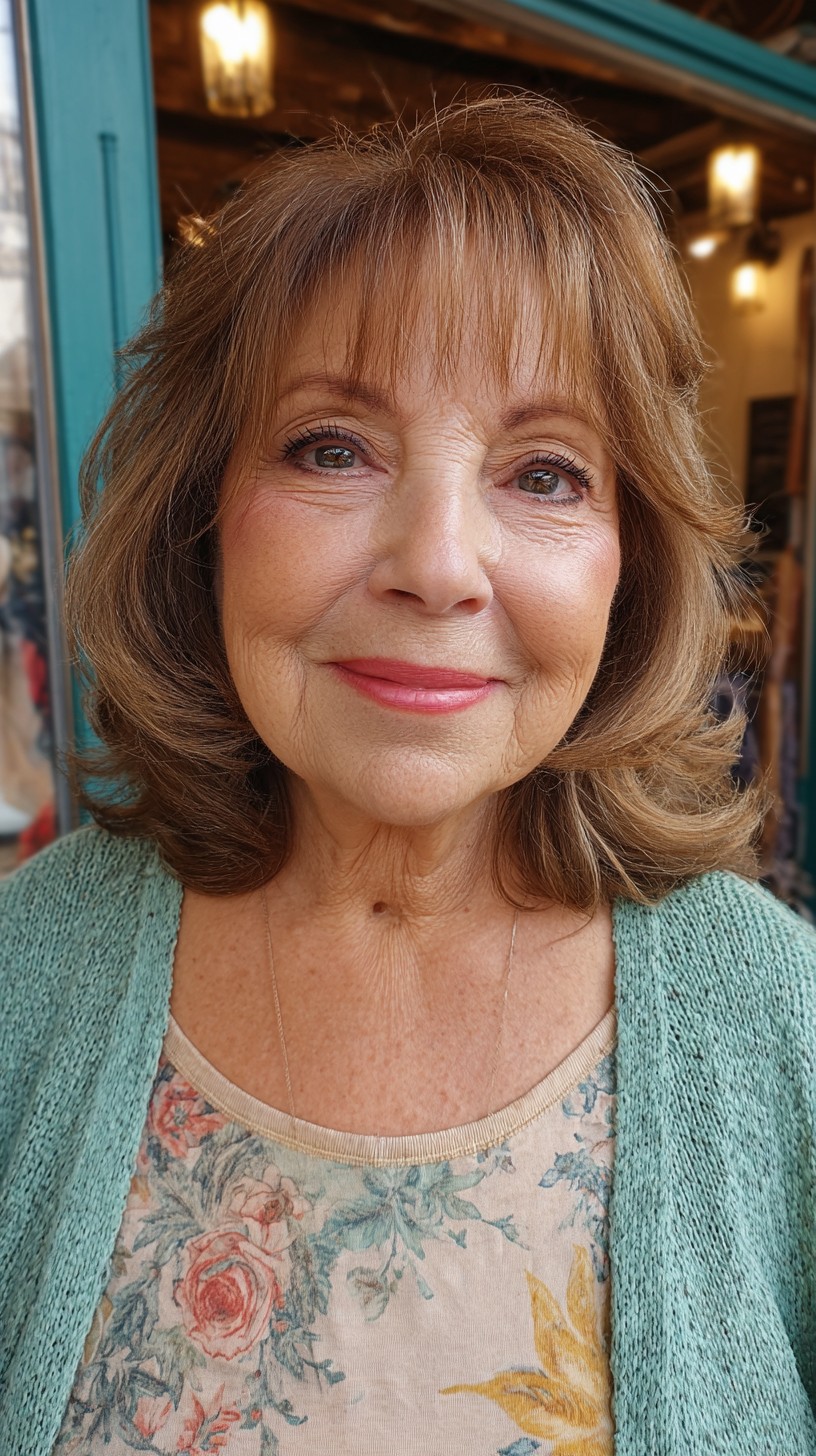 Classic Chestnut Shoulder-Length Cut with Subtle Layers