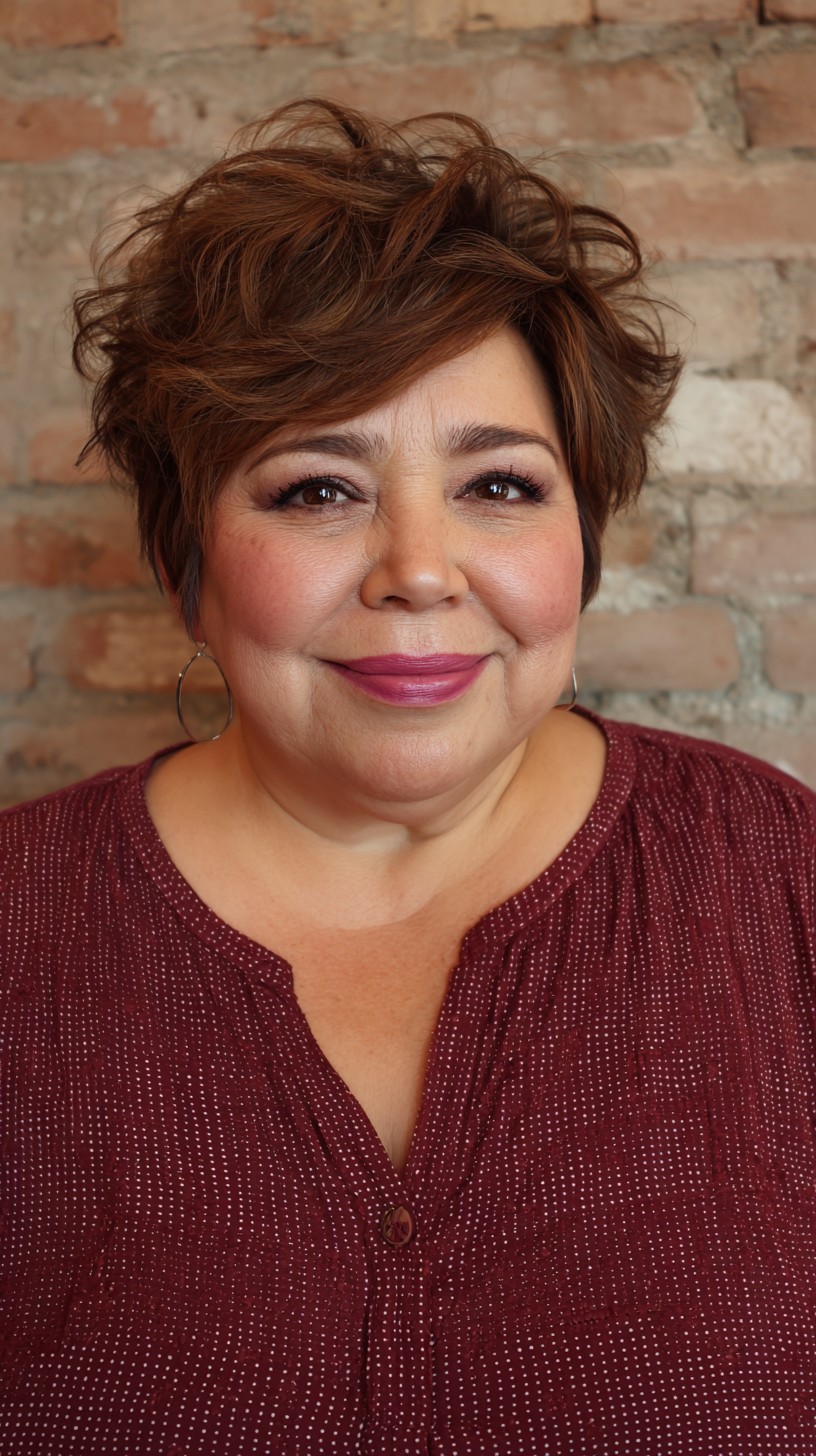 Dynamic Russet Layered Pixie with Volume