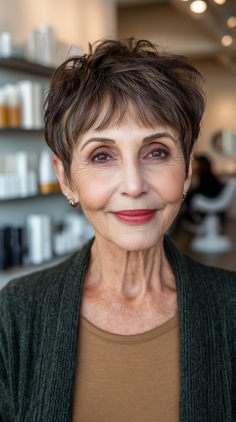 Dynamic Tousled Pixie with Deep Side Part