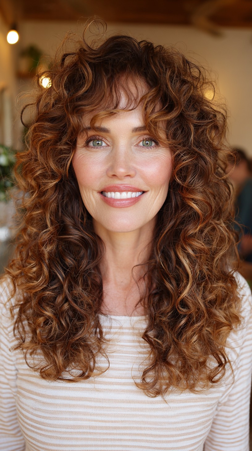 Effortlessly Tousled Caramel Curly Layers