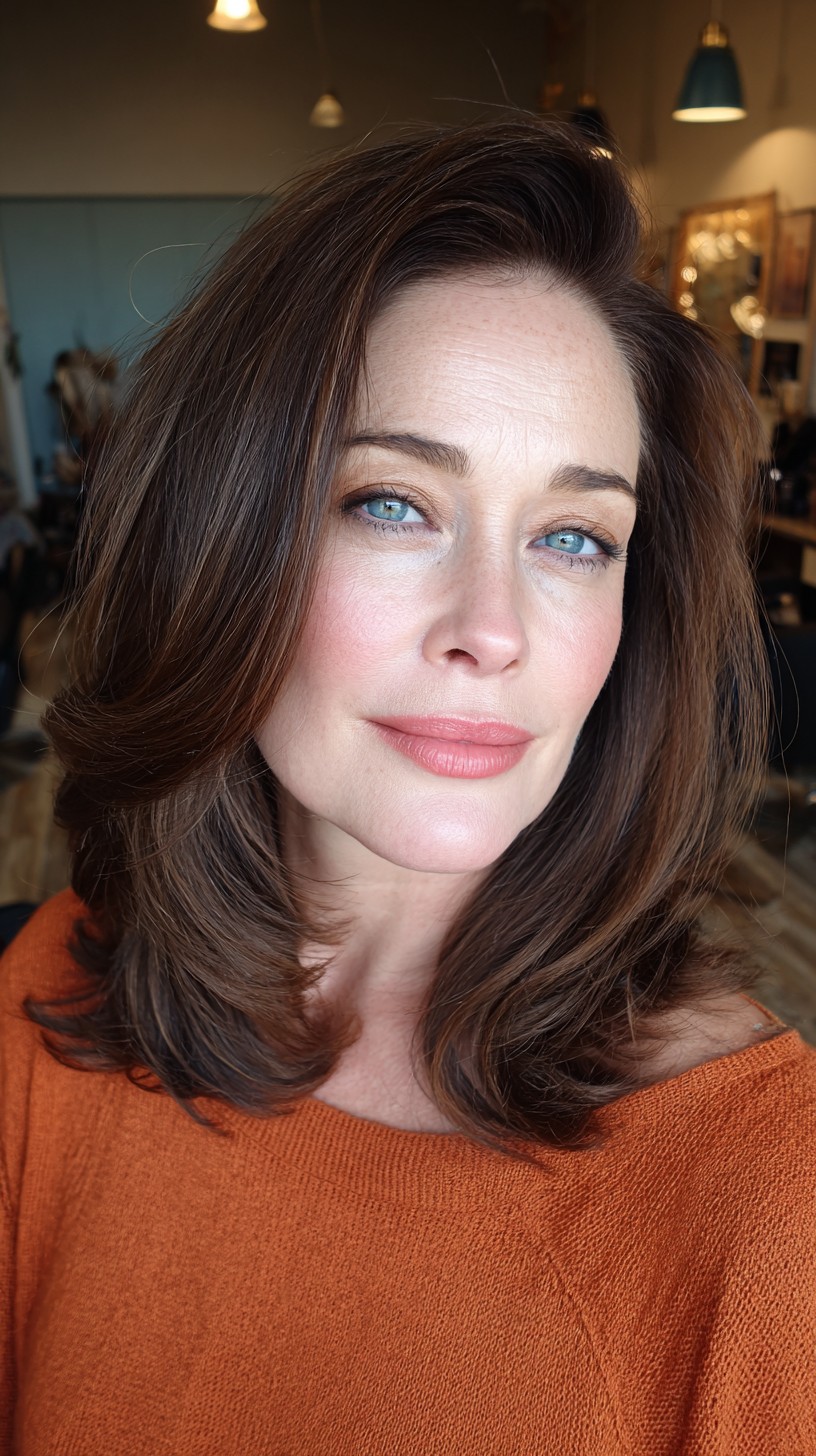 Elegant Brunette Flow with Swooping Layers