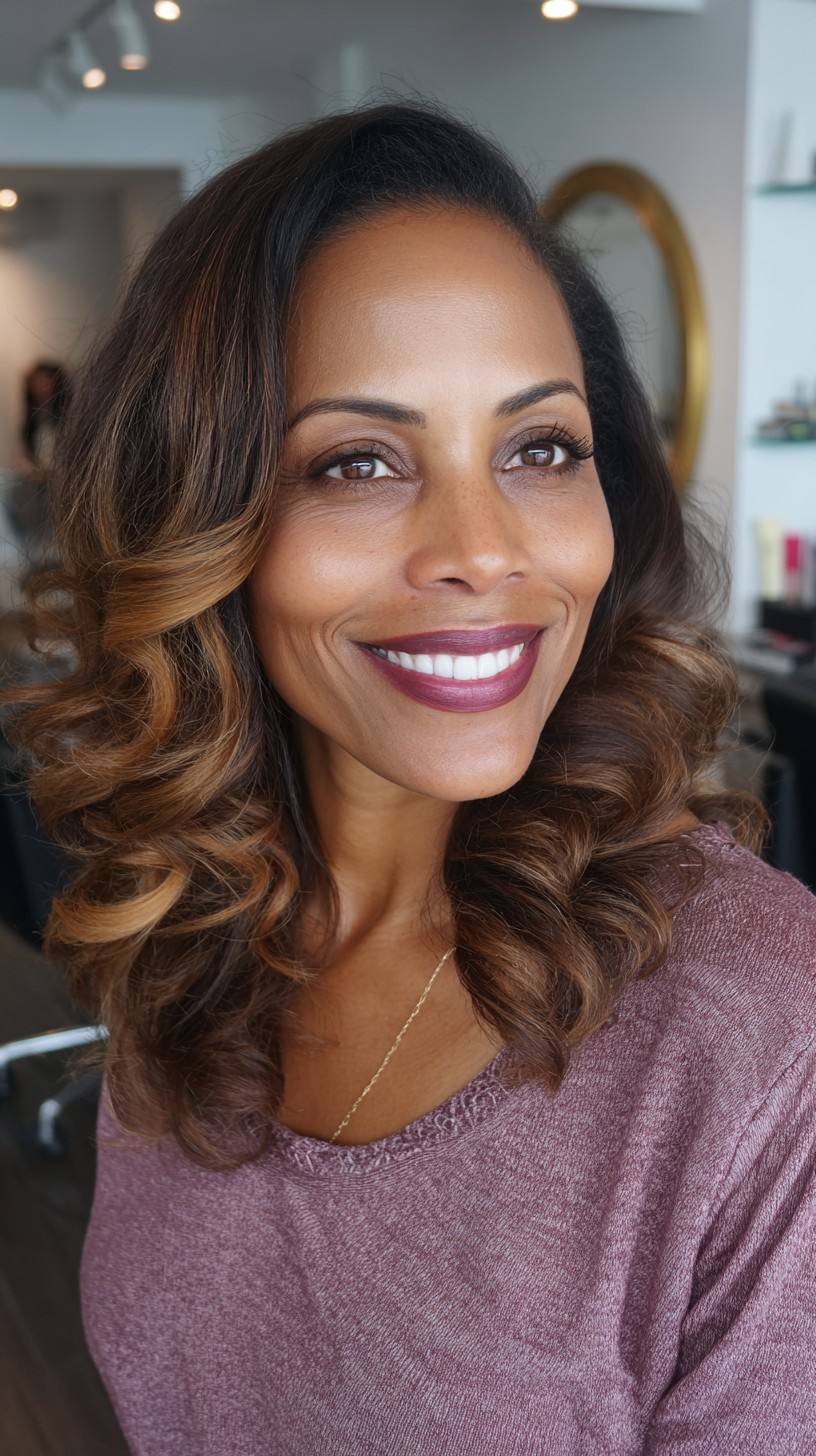 Elegant Caramel Curls with Soft Gradation