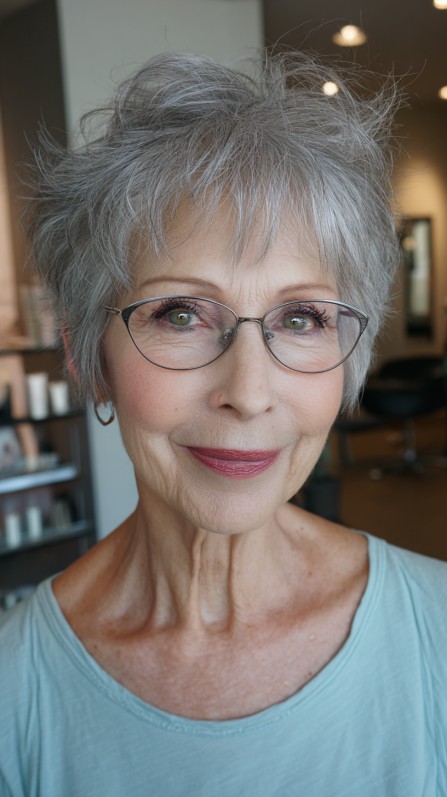 Feathered Silver Pixie with Natural Texture