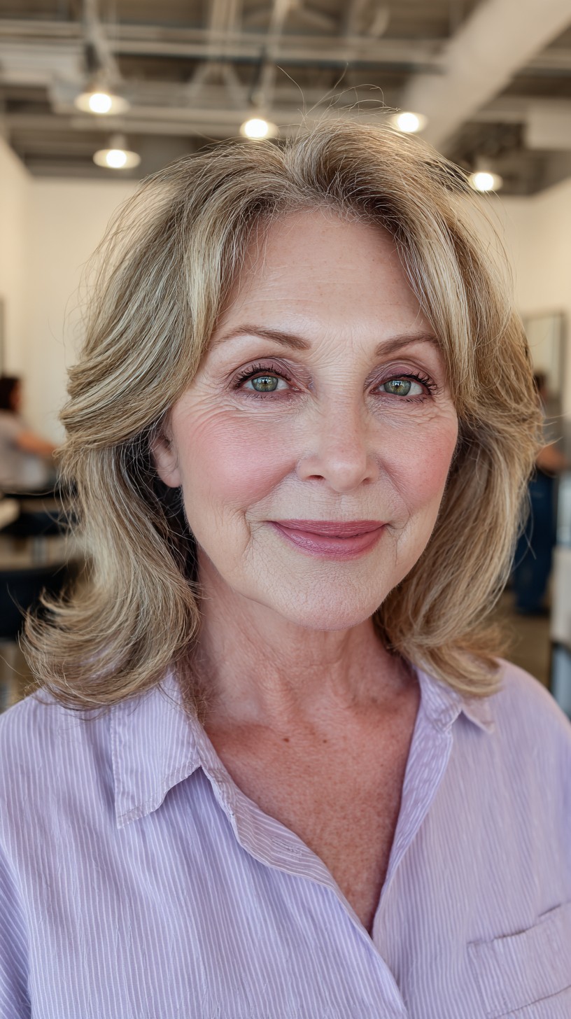 Flowing Ash Blonde Layers with Face-Framing Texture