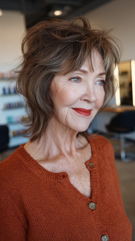 Flowing Auburn Layers with Lively Movement