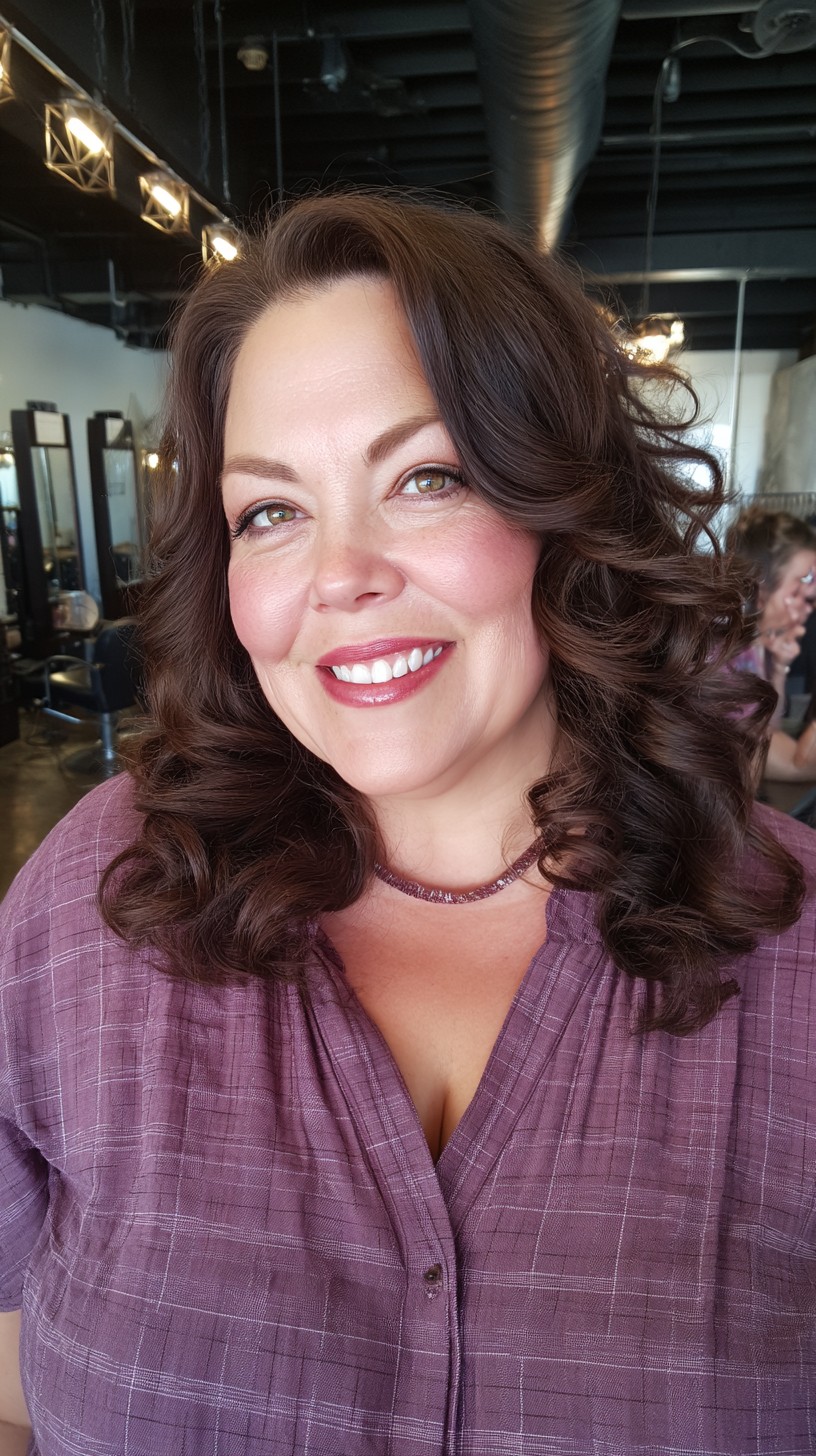 Glamorous Brunette Curls with Smooth Transition