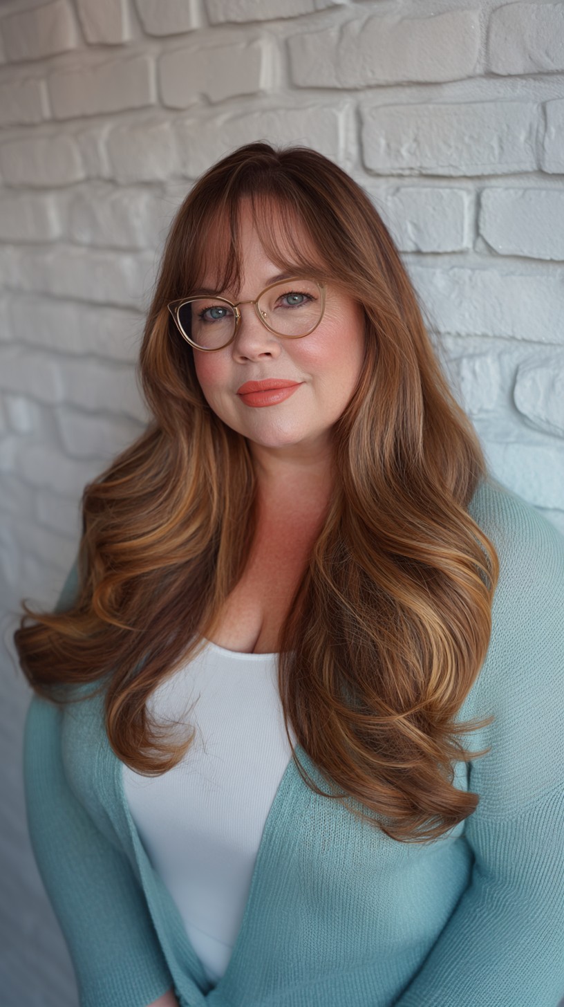 Glossy Chestnut Waves with Subtle Highlights