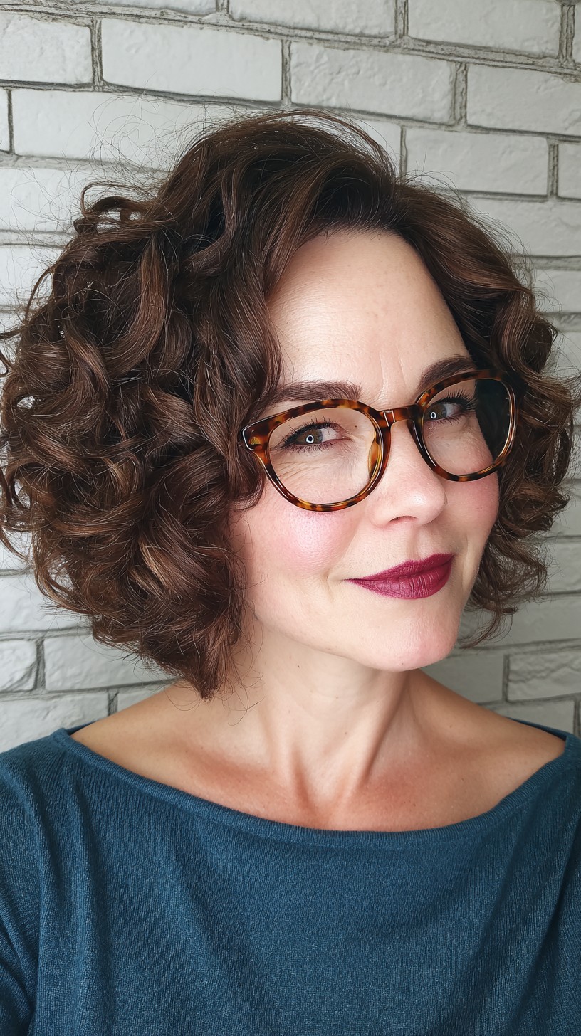 Glossy Chocolate Curls with Soft Voluminous Layers