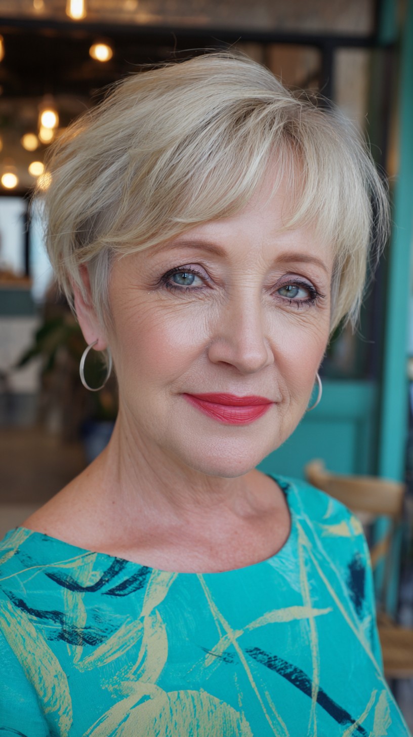 Light Blonde Layered Bob with Gentle Waves