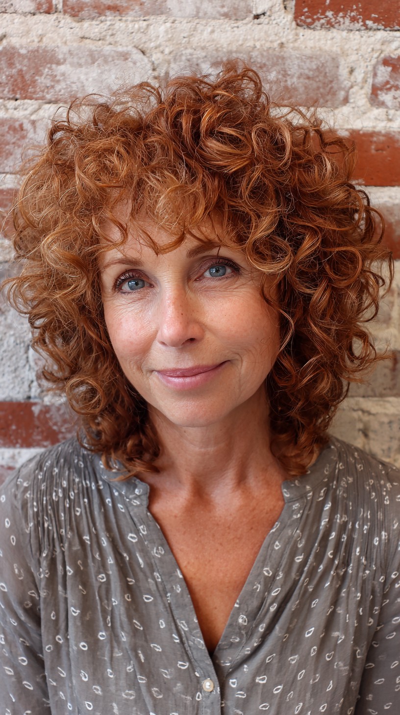 Lively Copper Curly Shag with Soft Texture