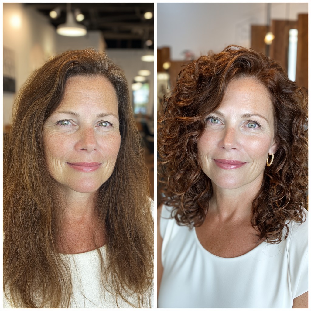 Luscious Chestnut Curls with Voluminous Layers