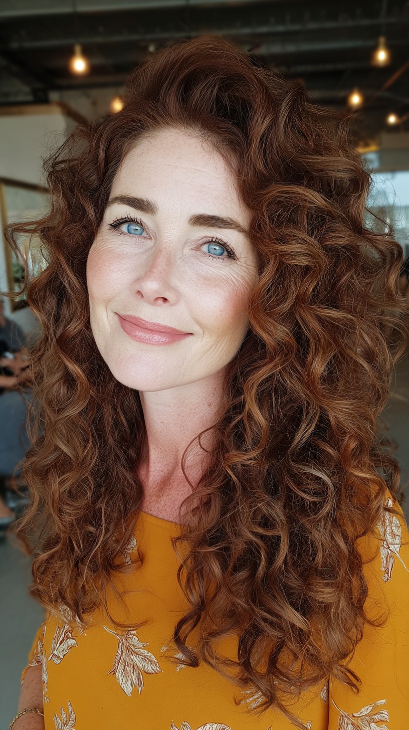 Lush Copper Ringlets with Subtle Highlights