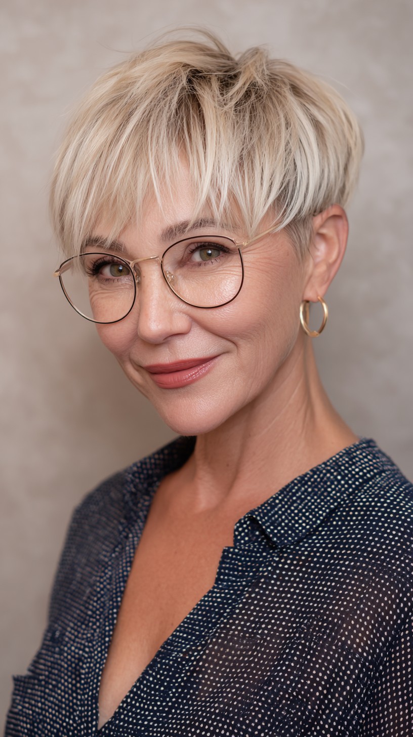 Modern Platinum Pixie with Textured Layers