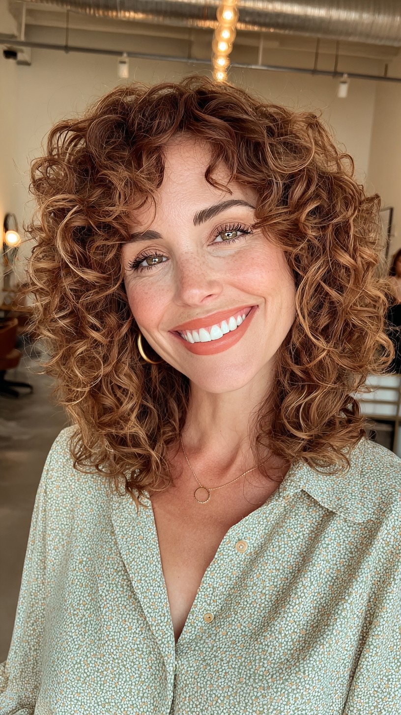 Natural Auburn Curls with Soft Volume
