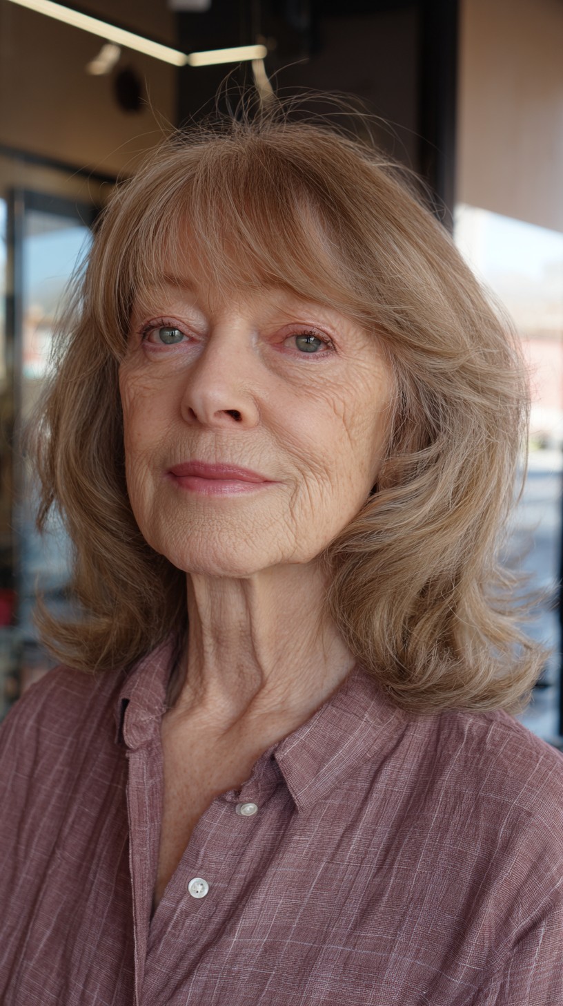 Natural Beige Layered Cut for Thin Hair