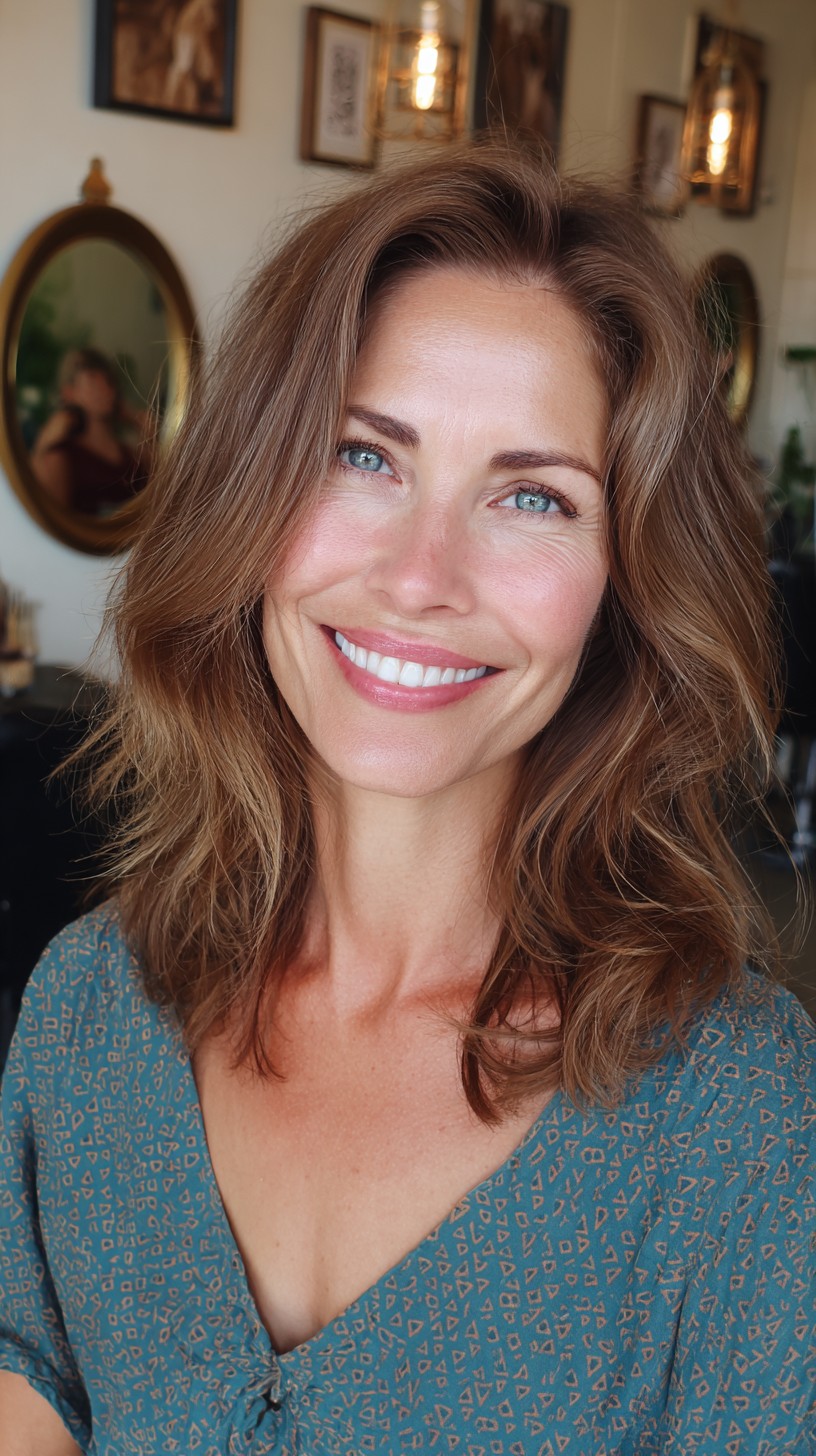 Natural Chestnut Waves with Soft Volume