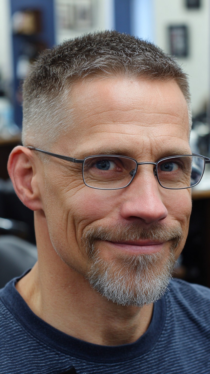 Peppered Short Buzz with Natural Fade