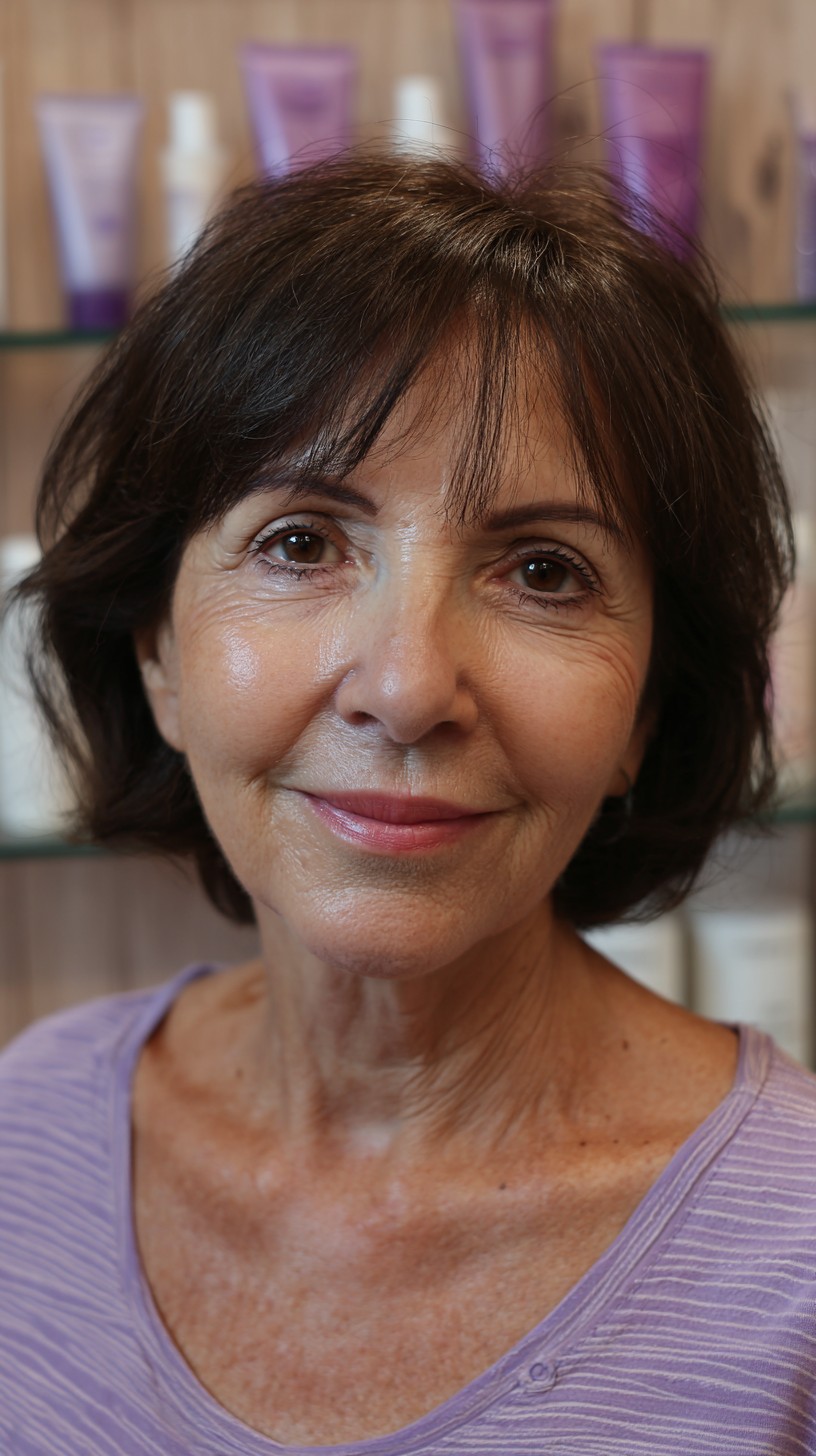Playful Brunette Shag with Curtain Bangs
