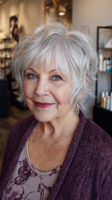 Playful Silver Pixie with Subtle Waves