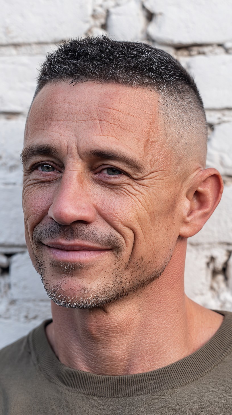 Polished Salt-and-Pepper Crew Cut