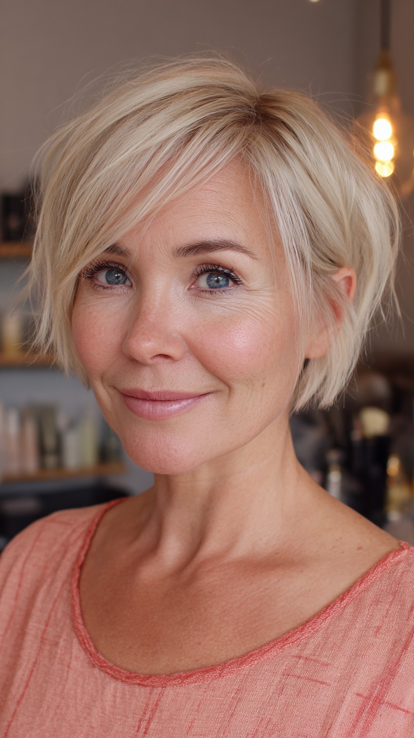 Refreshing Light Blonde Tousled Pixie