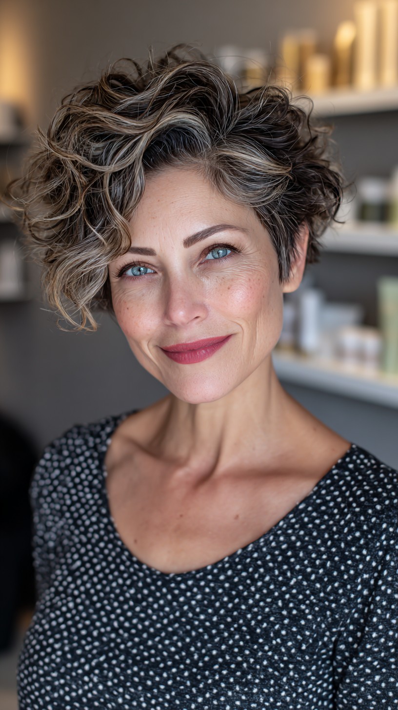 Sculpted Silver Waves with Dark Roots