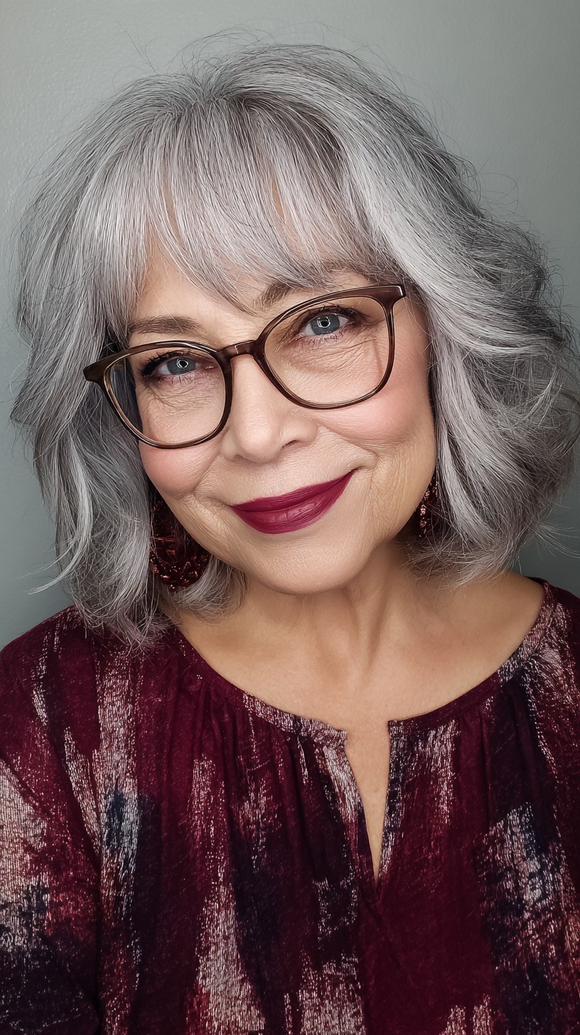 Silver Textured Bob with Glasses-Friendly Fringe