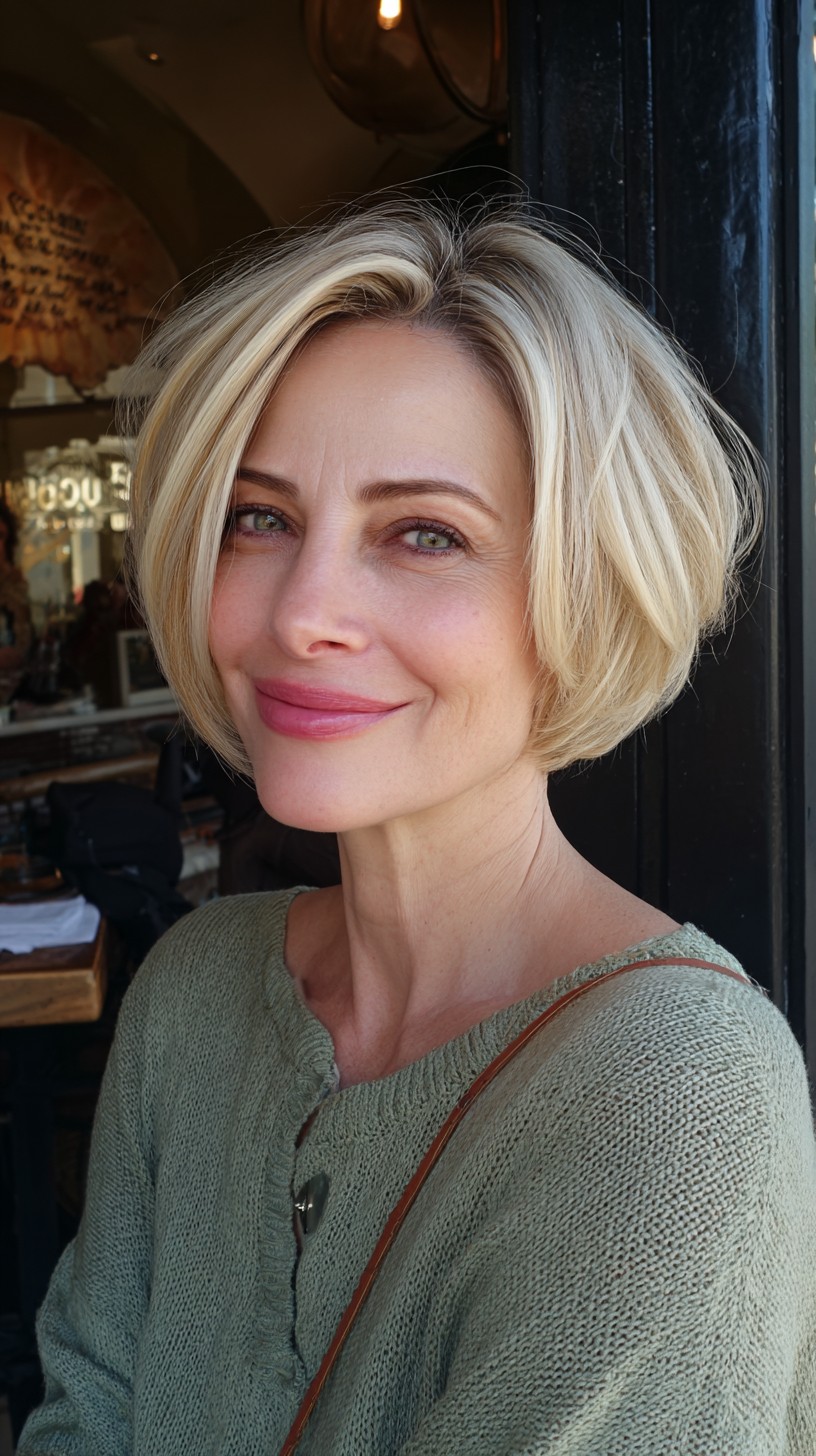 Sleek Blonde Graduated Bob with Soft Texture