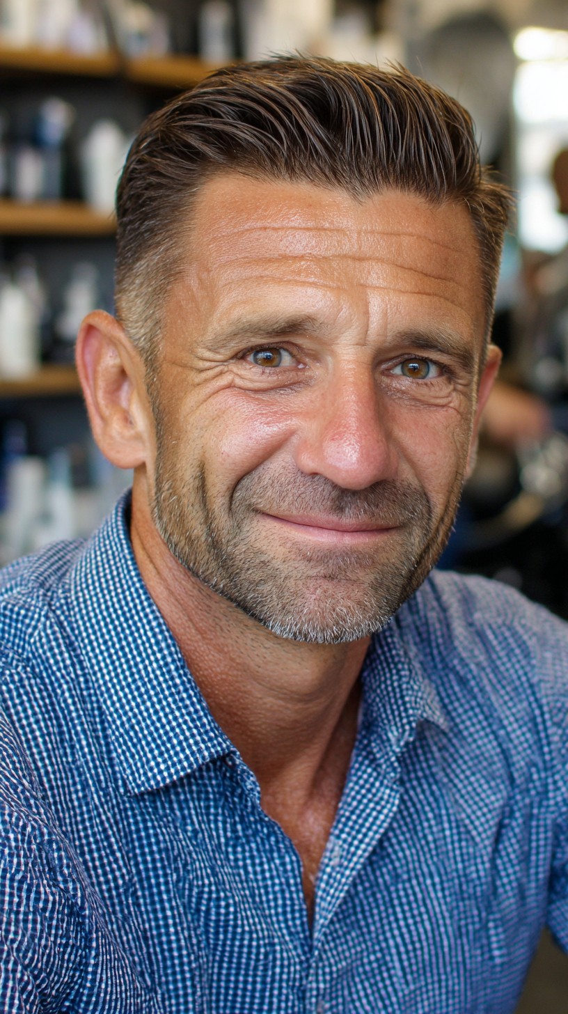 Sleek Side-Parted Taper for Mature Men