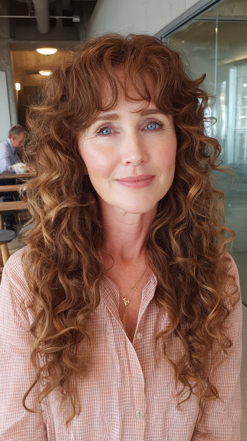 Soft Auburn Curls with Natural Volume