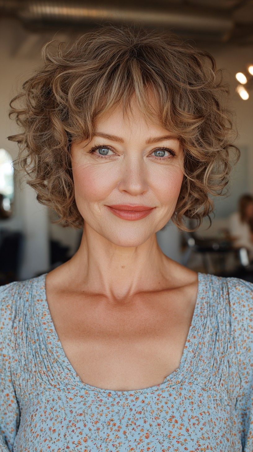 Soft Blonde Curls with Perfectly Balanced Fringe