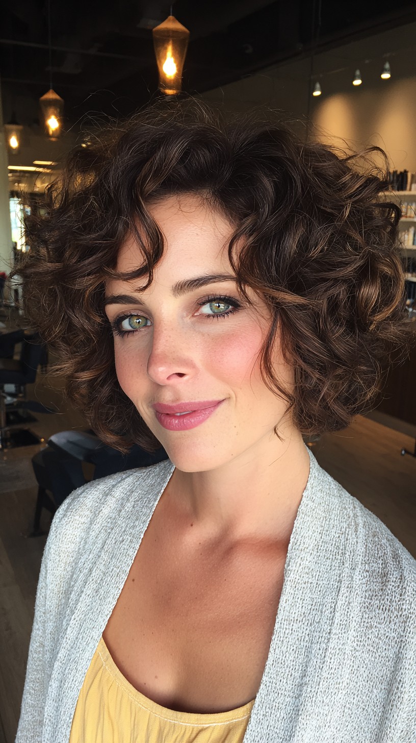 Soft Chestnut Curls with Tousled Volume