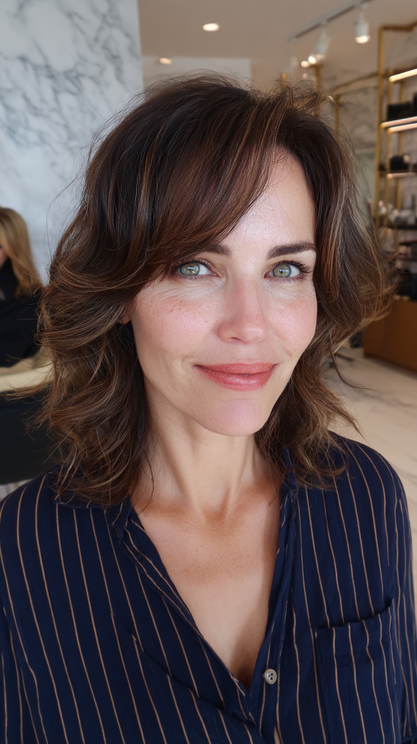 Soft Chestnut Waves with Natural Volume