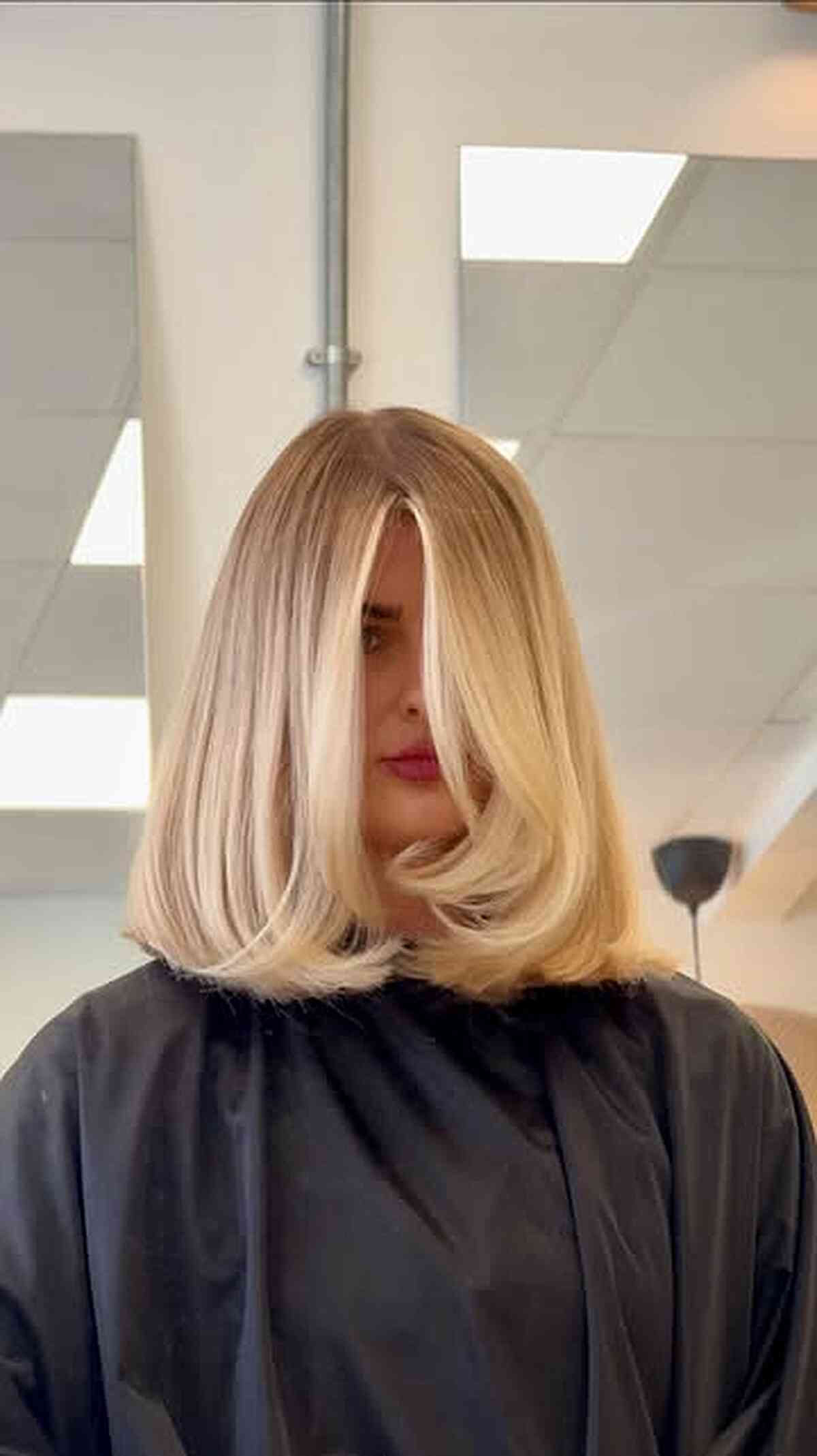 Soft Golden Blonde Bob with Subtle Layers