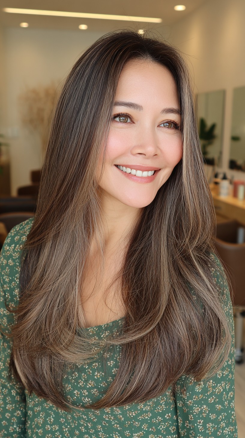 Soft Gradient Brunette with Natural Highlights