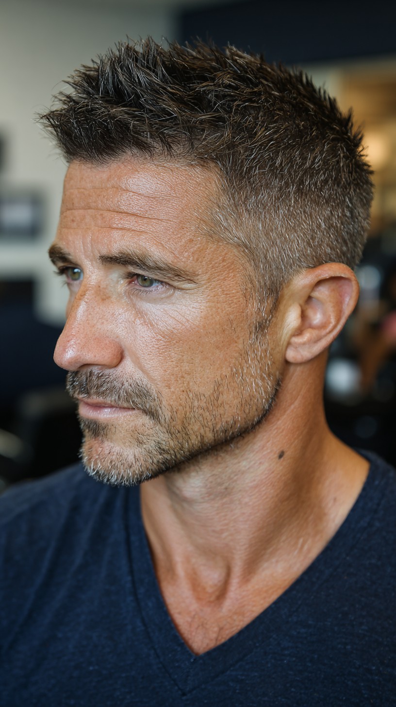 Striking Salt-and-Pepper Spiky Textured Top