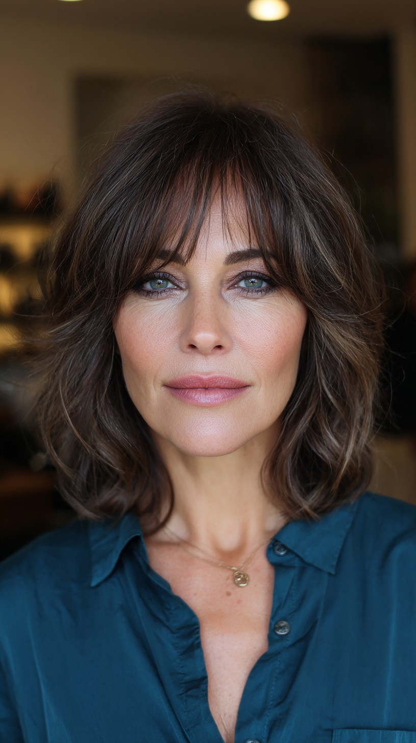 Stylish Brunette Layers with Soft Waves