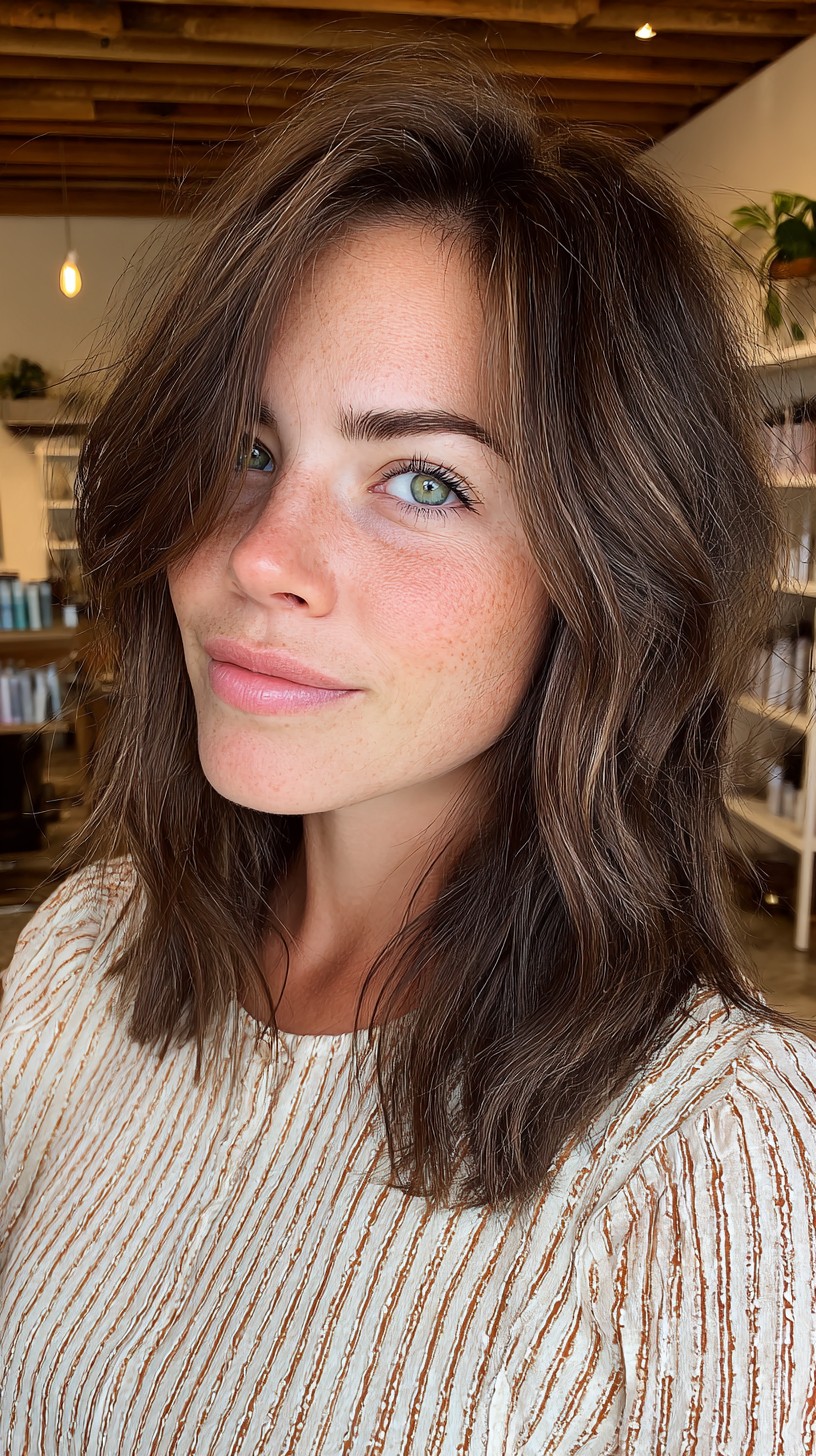 Subtle Chestnut Waves with Soft Layering