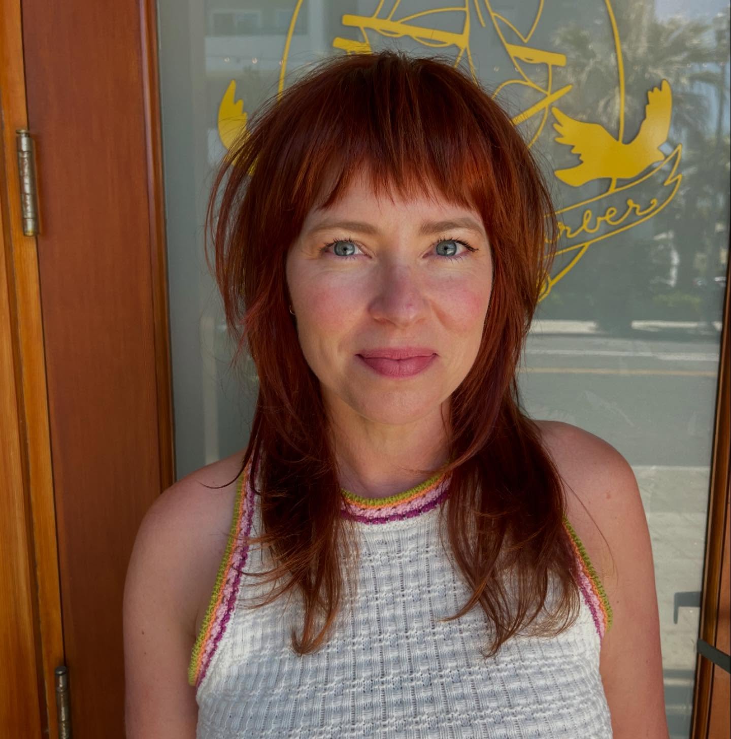 Textured Copper Shag with Soft Bangs